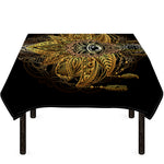 Golden Spiritual Lotus Print Tablecloth