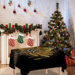 Golden Spiritual Lotus Print Tablecloth