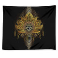 Golden Spiritual Lotus Print Tapestry