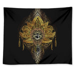 Golden Spiritual Lotus Print Tapestry