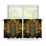 Golden Spiritual Lotus Print Tier Curtains