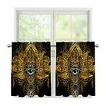 Golden Spiritual Lotus Print Tier Curtains