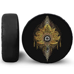 Golden Spiritual Lotus Print Tire Cover With Camera Hole