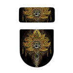 Golden Spiritual Lotus Print Toilet Lid And Tank Cover Set