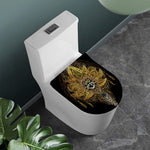 Golden Spiritual Lotus Print Toilet Lid Cover