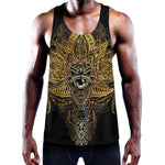 Golden Spiritual Lotus Print Training Tank Top