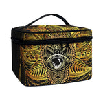 Golden Spiritual Lotus Print Travel Makeup Bag