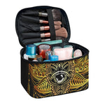 Golden Spiritual Lotus Print Travel Makeup Bag
