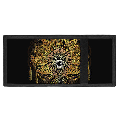 Golden Spiritual Lotus Print Trifold Wallet