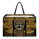 Golden Spiritual Lotus Print Utility Tote Bag