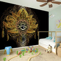 Golden Spiritual Lotus Print Wall Sticker