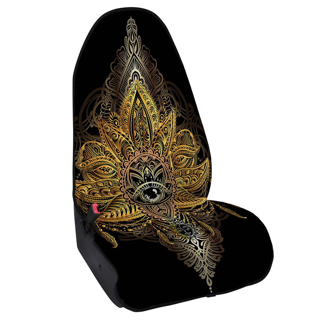 Golden Spiritual Lotus Print Waterproof Car Seat Cover