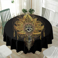 Golden Spiritual Lotus Print Waterproof Round Tablecloth