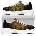 Golden Spiritual Lotus Print White Chunky Shoes