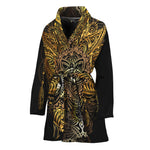 Golden Spiritual Lotus Print Women's Bathrobe