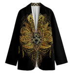 Golden Spiritual Lotus Print Women's Blazer