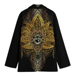 Golden Spiritual Lotus Print Women's Blazer