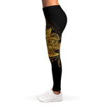 Golden Spiritual Lotus Print Women's Leggings
