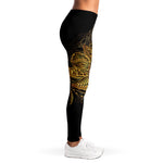 Golden Spiritual Lotus Print Women's Leggings