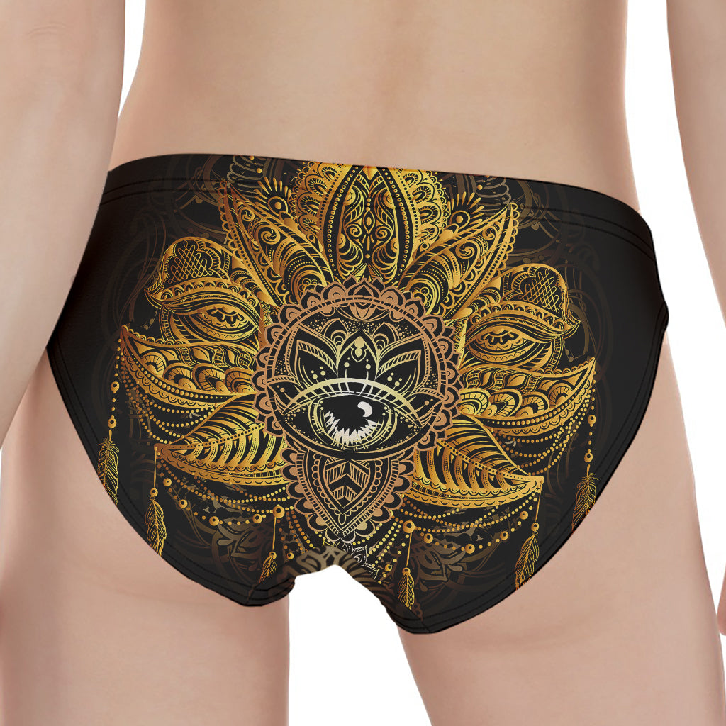 Golden Spiritual Lotus Print Women's Panties