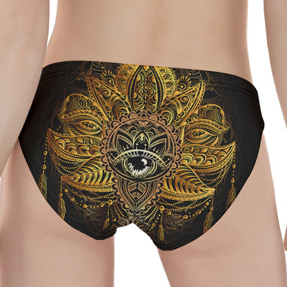 Golden Spiritual Lotus Print Women's Panties