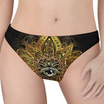 Golden Spiritual Lotus Print Women's Thong