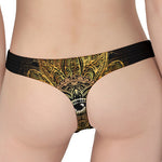 Golden Spiritual Lotus Print Women's Thong