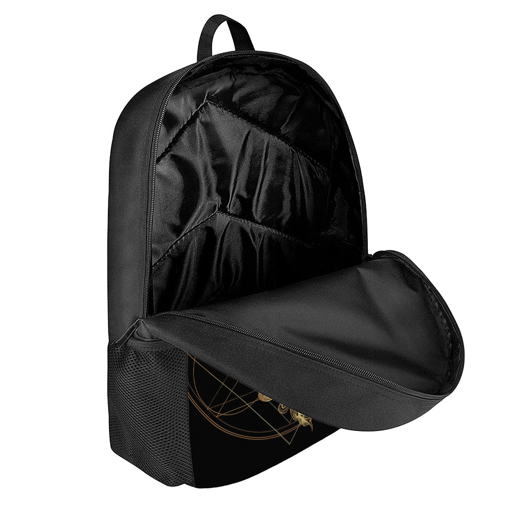 Golden Spiritual Owl Print 17 Inch Backpack
