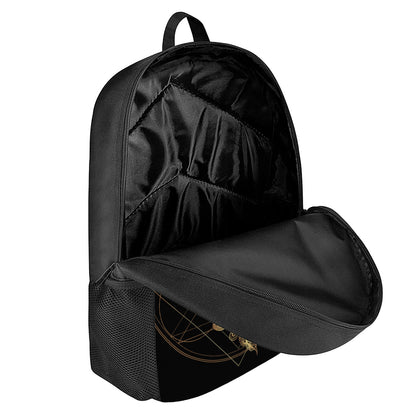 Golden Spiritual Owl Print 17 Inch Backpack