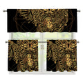 Golden Spiritual Owl Print 3 Piece Kitchen Curtains