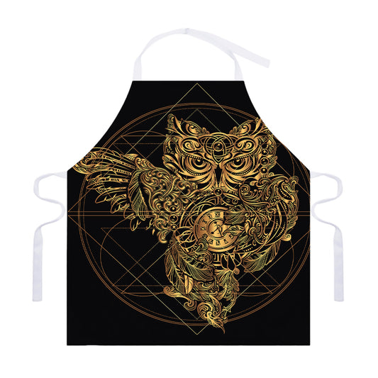 Golden Spiritual Owl Print Adjustable Apron