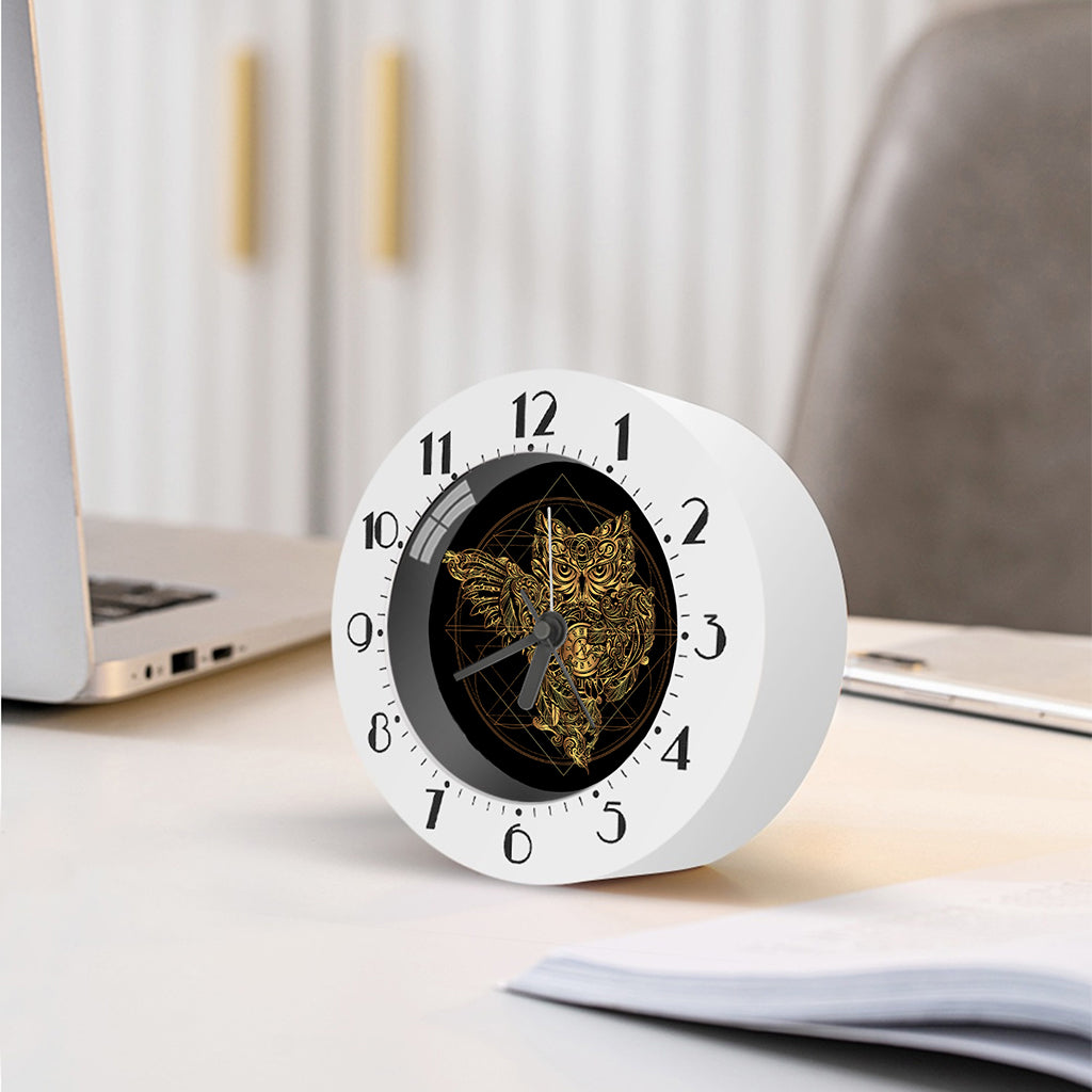 Golden Spiritual Owl Print Alarm Clock