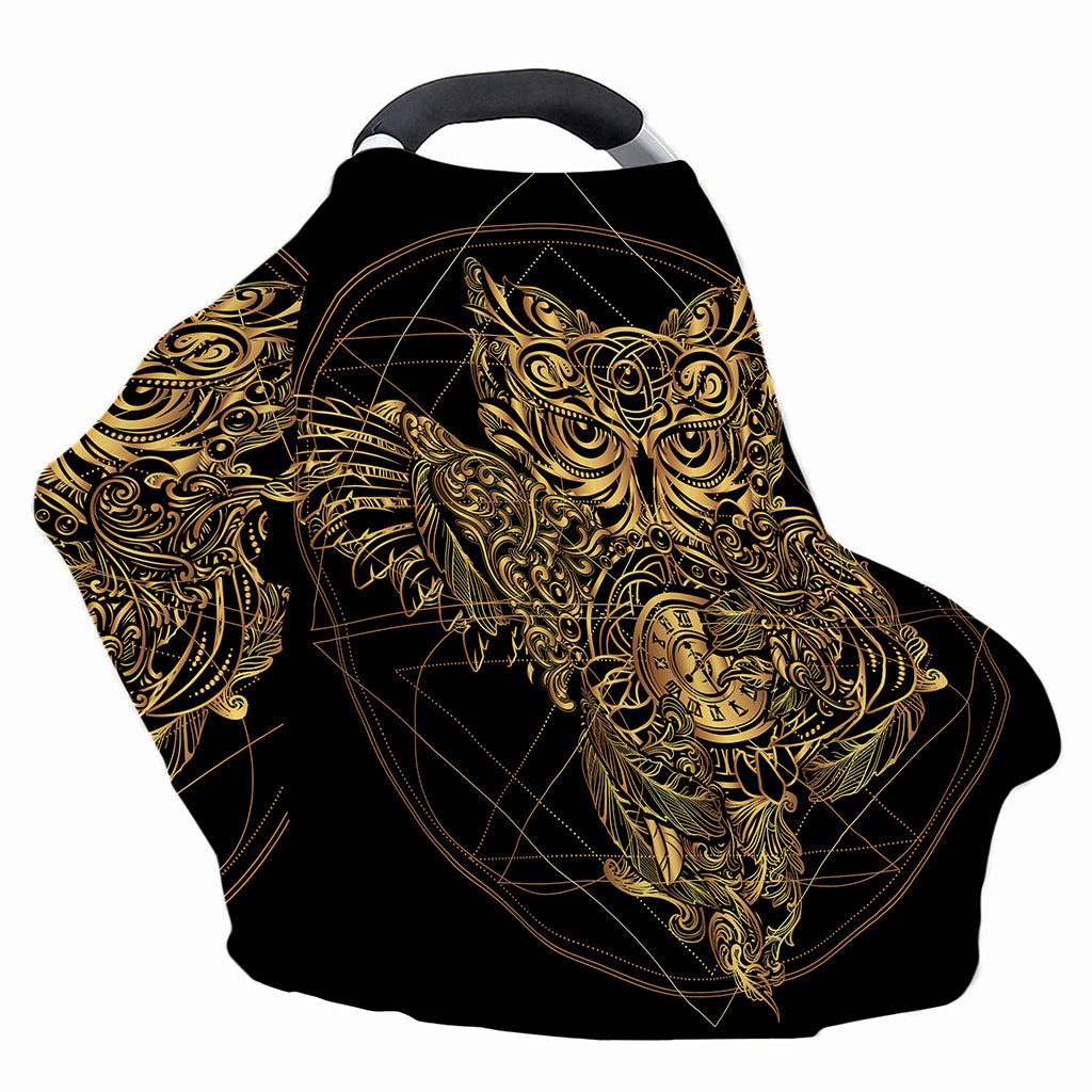 Golden Spiritual Owl Print Baby Seat Cover