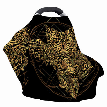 Golden Spiritual Owl Print Baby Seat Cover