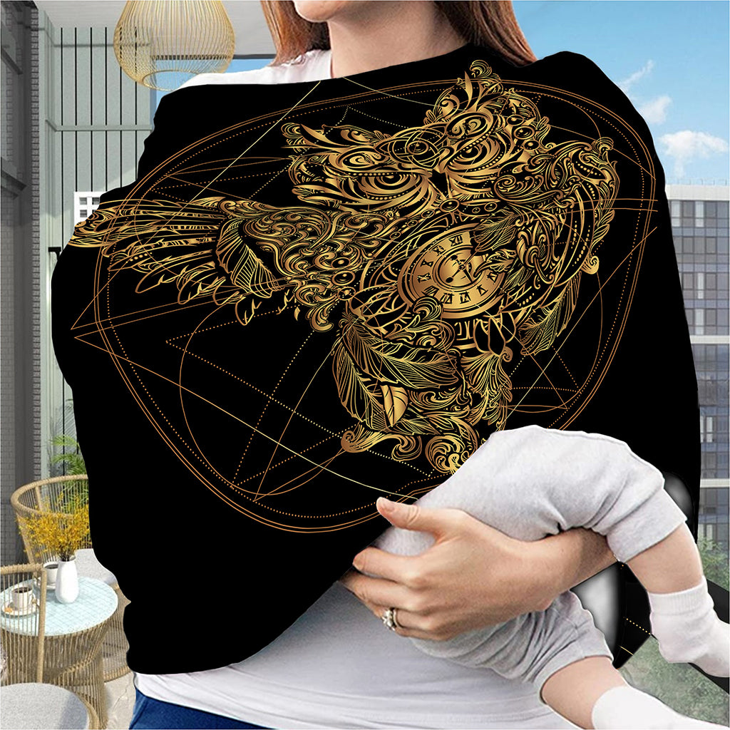 Golden Spiritual Owl Print Baby Seat Cover
