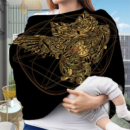 Golden Spiritual Owl Print Baby Seat Cover