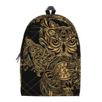 Golden Spiritual Owl Print Backpack