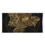 Golden Spiritual Owl Print Beach Towel