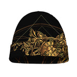 Golden Spiritual Owl Print Beanie