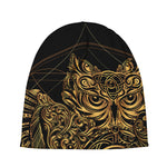 Golden Spiritual Owl Print Beanie