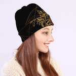 Golden Spiritual Owl Print Beanie