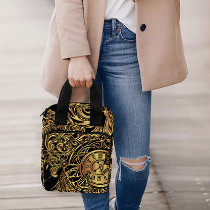 Golden Spiritual Owl Print Bible Tote Bag