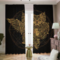 Golden Spiritual Owl Print Dimout Pencil Pleat Curtains