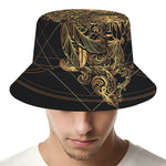 Golden Spiritual Owl Print Bucket Hat