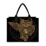Golden Spiritual Owl Print Canvas Tote Bag