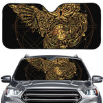 Golden Spiritual Owl Print Car Windshield Sun Shade