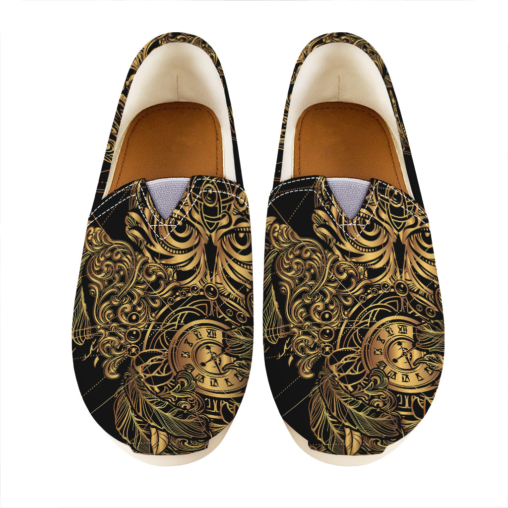 Golden Spiritual Owl Print Casual Shoes