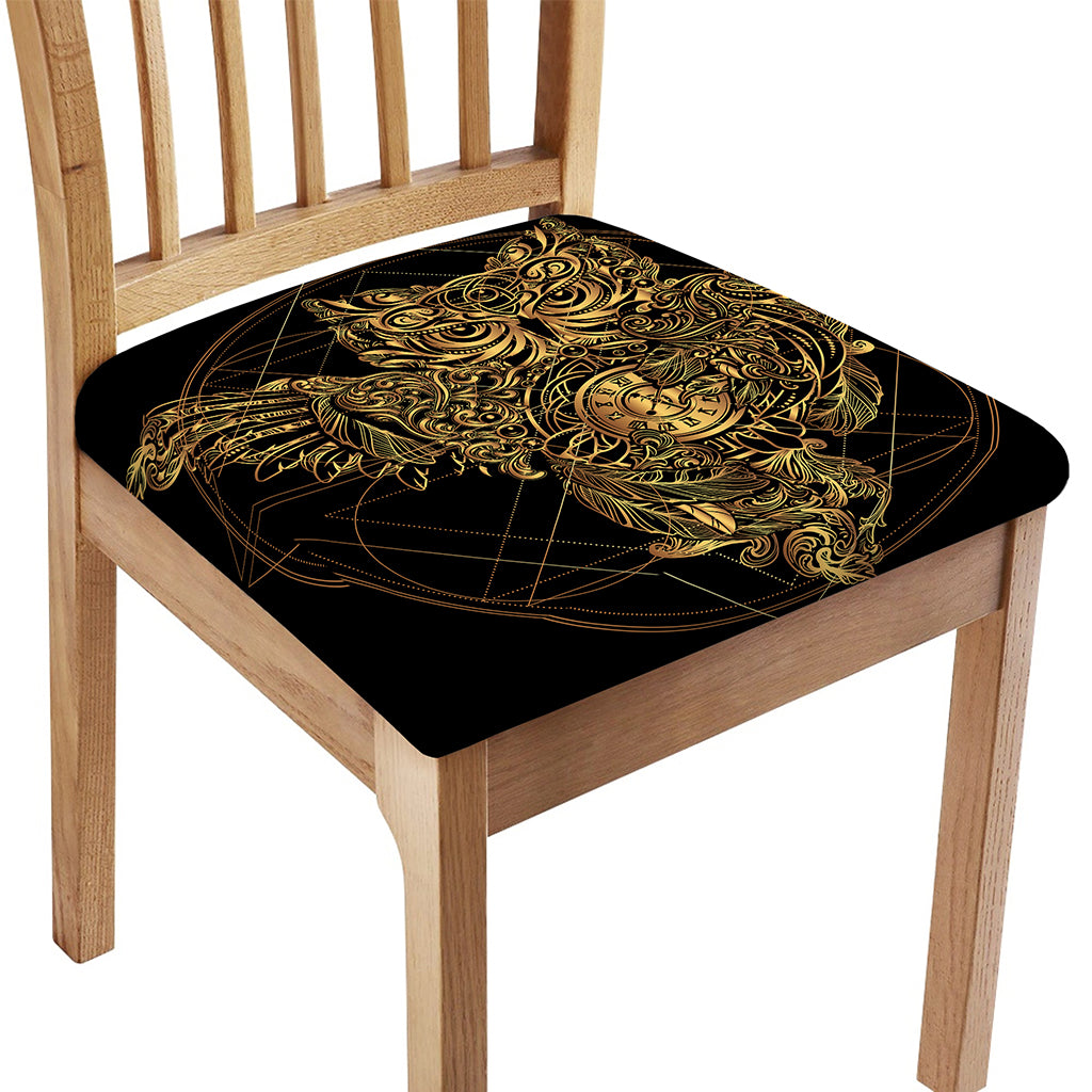 Golden Spiritual Owl Print Chair Cushion Cover