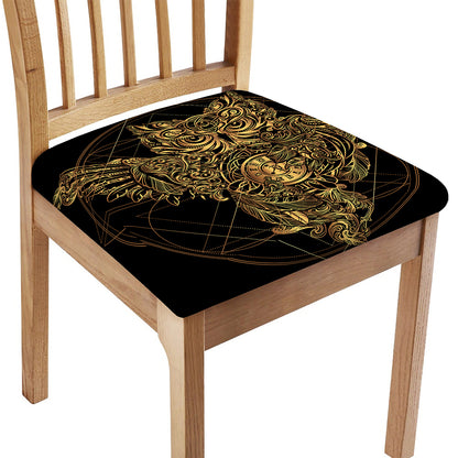 Golden Spiritual Owl Print Chair Cushion Cover