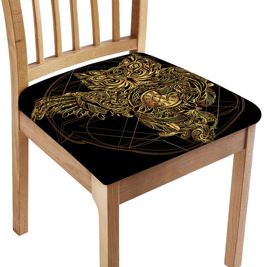 Golden Spiritual Owl Print Chair Cushion Cover